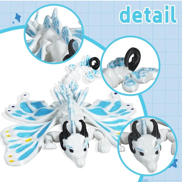 3D Printed Articulated Dragon Toy with wings, Flexible, Posable Fidget Toy - Picture 3 of 6